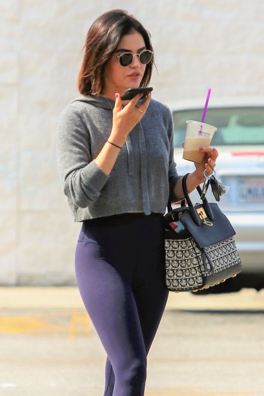 LUCY HALE Talking on Her Phone Out in Los Angeles 06/25/2019