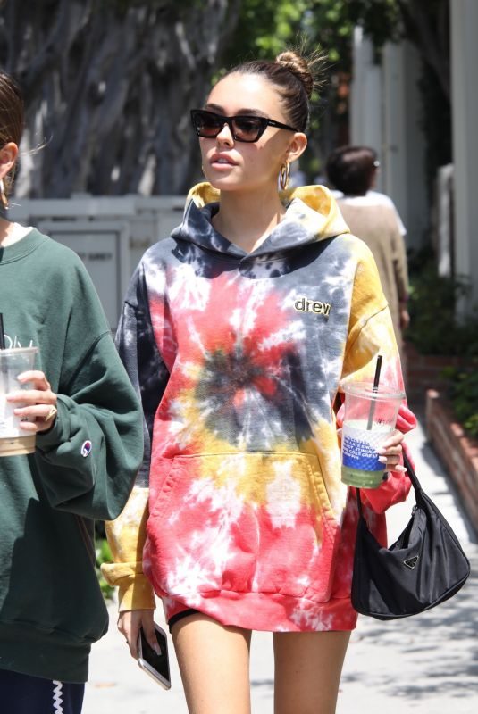 MADISON BEER in Justin Beiber’s Multicolored Drew Hoodie Out in Los Angeles 06/07/2019
