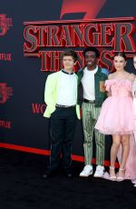 MILLIE BOBBY BROWN, SADIE SINK, Gaten Matarazzo, Caleb McLaughlin, Finn Wolfhard and Noah Schnapp at Stranger Things Premiere