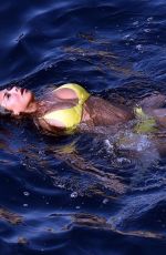 NICOLE SCHERZINGER in Yellow Bikini at a Boat in Capri 06/15/2019