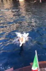 NICOLE SCHERZINGER in Yellow Bikini Jump in a Water - Instagram Pictures and Video 06/25/2019
