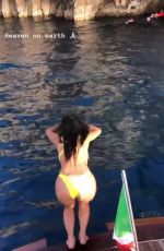 NICOLE SCHERZINGER in Yellow Bikini Jump in a Water - Instagram Pictures and Video 06/25/2019