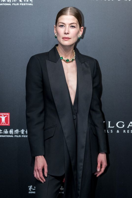 ROSAMUND PIKE at Bvlgari High Jewelry Exhibition in Shanghai 06/18/2019