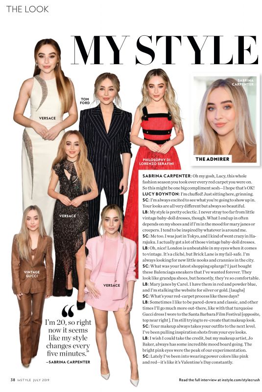 SABRINA CARPENTER and LUCY BOYNTON in Instyle Magazine, July 2019