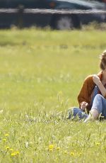 SOPHIE RUNDLE with Her Dog at a Park in London 06/20/2019