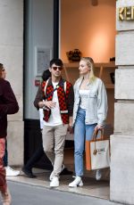 SOPHIE TURNER and Joe Jonas Shopiing at Celine Boutique in Paris 06/22/2019