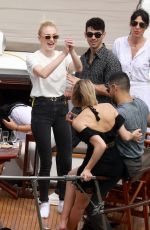 SOPHIE TURNER, PRIYANKA CHOPRA and Nick and Joe Jonas on at Prewedding Party at Boat Cruise on Seine River in Paris 06/24/2019