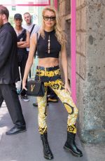 STELLA MAXWELL Arrives at Versace Show in Milan 06/15/2019