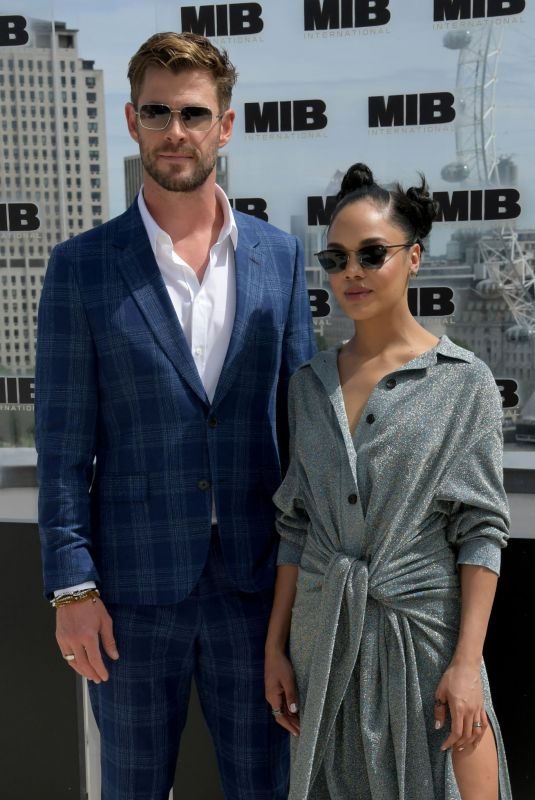TESSA THOMPSON and Chris Hemsworth at Men in Black Photocall in London 06/02/2019