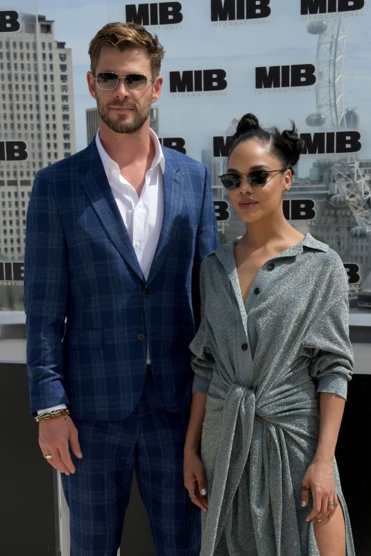 TESSA THOMPSON and Chris Hemsworth at Men in Black Photocall in London 06/02/2019