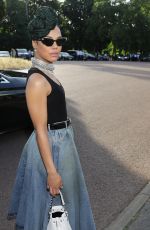TESSA THOMPSON Arrives at Miu Miu Resort 2020 Show in Paris 06/29/2019