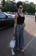 TESSA THOMPSON Arrives at Miu Miu Resort 2020 Show in Paris 06/29/2019