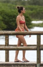 ALESSANDRA AMBROSIO in Bikini Doing Yoga on the Beach in Florianopolis 07/03/2019