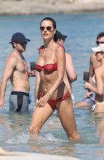 ALESSANDRA AMBROSIO in Red Bikini at a Beach in Mykonos 07/20/2019