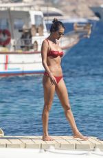 ALESSANDRA AMBROSIO in Red Bikini at a Beach in Mykonos 07/20/2019