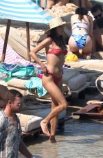 ALESSANDRA AMBROSIO in Red Bikini at a Beach in Mykonos 07/20/2019