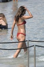 ALESSANDRA AMBROSIO in Red Bikini at a Beach in Mykonos 07/20/2019