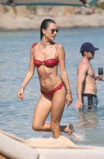 ALESSANDRA AMBROSIO in Red Bikini at a Beach in Mykonos 07/20/2019