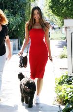 ALEXIS REN in a Red Dress Out with Her Dog in West Hollywood 07/27/2019