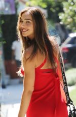 ALEXIS REN in a Red Dress Out with Her Dog in West Hollywood 07/27/2019