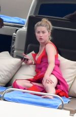 AMBER HEARD in Bikini at a Yacht on Amalfi Coast 07/27/2019