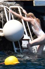 AMBER HEARD in Swimsuit at a Beach on Amalfi Coast 07/28/2019