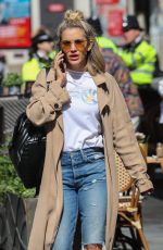 ASHLEY ROBERTS in Ripped Jeans Out in London 06/27/2019