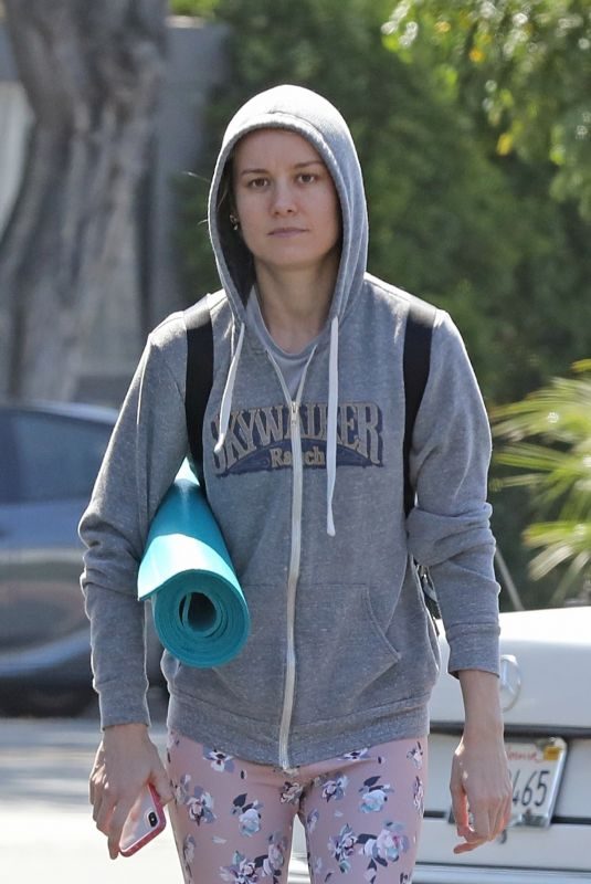 BRIE LARSON Heading to Yoga Class in Los Angeles 07/13/2019