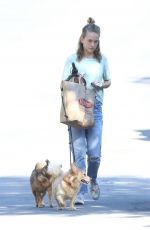 BRITT ROBERTSON Out with Her Dogs in Los Angeles 07/23/2019