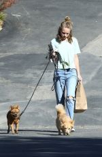 BRITT ROBERTSON Out with Her Dogs in Los Angeles 07/23/2019