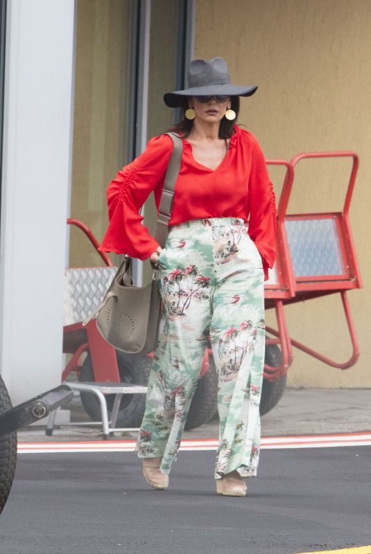 CATHERINE ZETA JONES Catching a Helicopter to Silverstone Grand Prix 07/14/2019