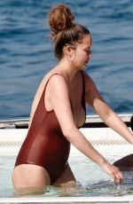 CHRISSY TEIGEN in Swimsuit at a Boat in Portofino 07/02/2019