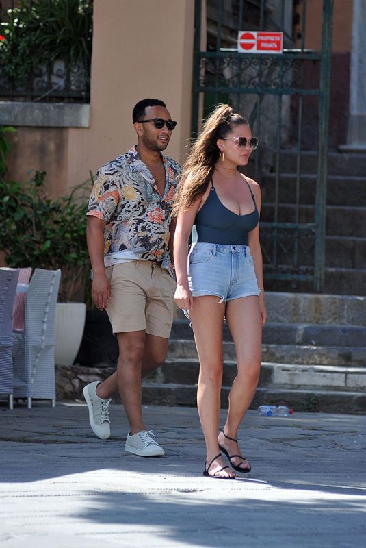 CHRISSY TEIGEN Out in Porto Venere 07/04/2019