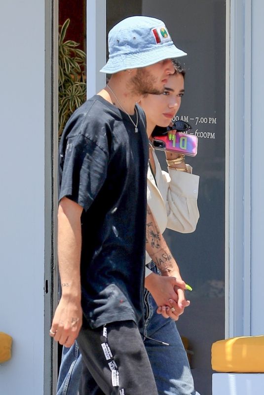 DUA LIPA and Anwar Hadid Out on Melrose Avenue 07/22/2019