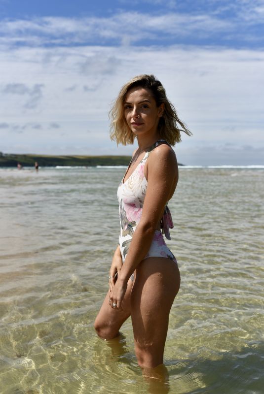 ELLA JARVIS in Swimsuit at Crantock Beach 07/25/2019