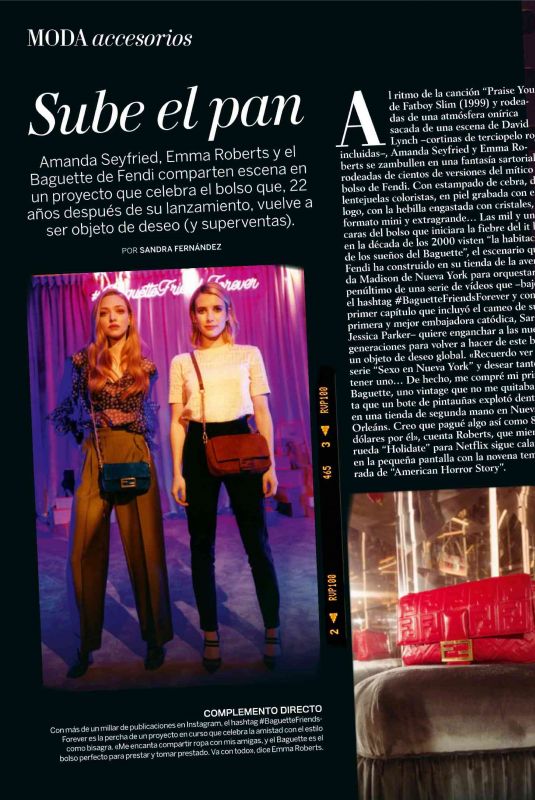 EMMA ROBERTS and AMANDA SEYFRIED in Woman Madame Figaro, Spain August 2019