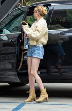 EMMA ROBERTS in Denim Cutoff Out Shopping in Los Angeles 07/08/2019