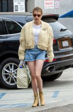 EMMA ROBERTS in Denim Cutoff Out Shopping in Los Angeles 07/08/2019