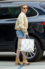 EMMA ROBERTS in Denim Cutoff Out Shopping in Los Angeles 07/08/2019