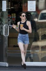 EMMA ROBERTS in Jeans Shorts Out in Los Feliz 07/25/2019