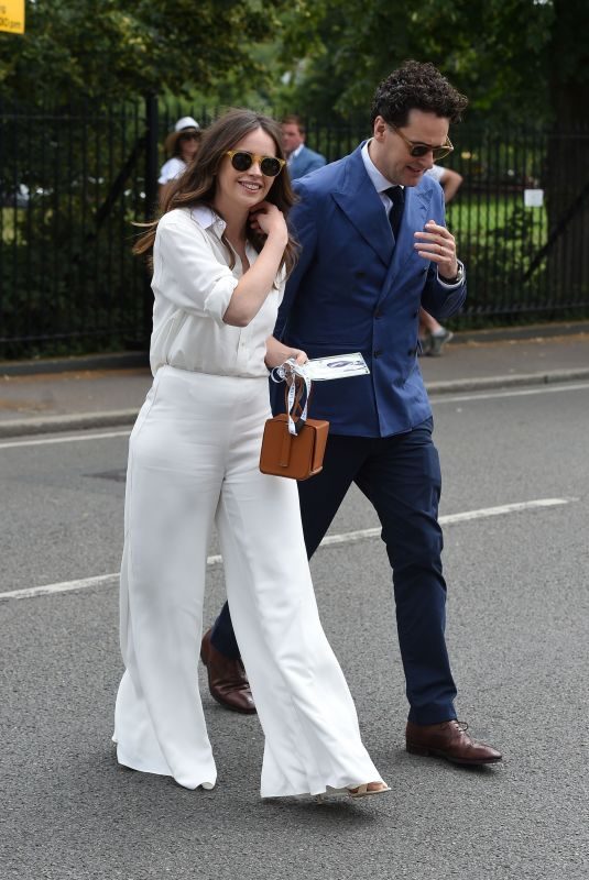 FELICITY JONES Arrives at 2019 Wimbledon Tennis Championships 07/08/2019