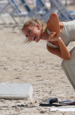 GEORGIA GIBBS Does Yoga at a Beach in Miami 07/14/2019