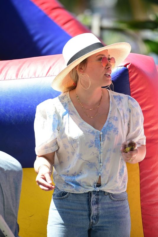 HILARY DUFF at a Farmers Market in Studio City 07/28/2019
