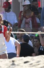 JAMIE FOXX and NINA DOBREV at Independence Day Party at Leonardo Dicaprio