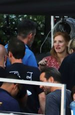 JESSICA CHASTAIN on the Set of 355 in Paris 07/10/2019