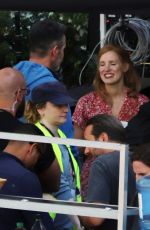 JESSICA CHASTAIN on the Set of 355 in Paris 07/10/2019