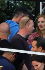JESSICA CHASTAIN on the Set of 355 in Paris 07/10/2019