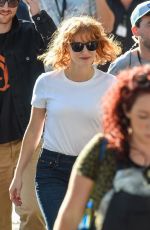 JESSICA CHASTAIN on the Set of 355 in Paris 07/12/2019