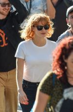 JESSICA CHASTAIN on the Set of 355 in Paris 07/12/2019