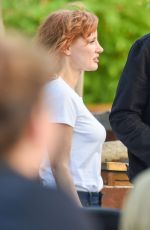 JESSICA CHASTAIN on the Set of 355 in Paris 07/12/2019